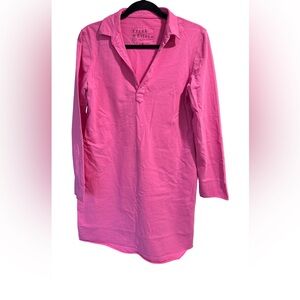 Frank &Eileen pink cotton dress w collar, v neck Size M